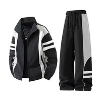Ensemble deux pièces en coton imprimé avec logo personnalisé, coupe-vent froissé à capuche, survêtement polaire streetwear d'hiver, vente en gros