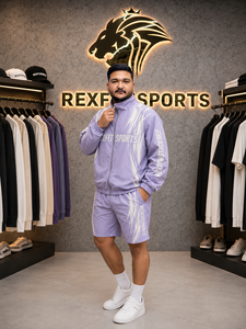 REXFIT SPORTS 2026 Custom <b>Men</b>’s Lavender Nylon <b>Jacket</b> & Shorts Set <b>Lightweight</b> Full Zip Sports Gym Training Running Casual Wear - Product Image 3