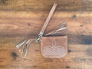 Conception personnalisée pour femmes point de botte en cuir suédé porte-cartes fermeture éclair porte-monnaie Portable porte-clés poche à monnaie bracelet double pochette - Product Image 2