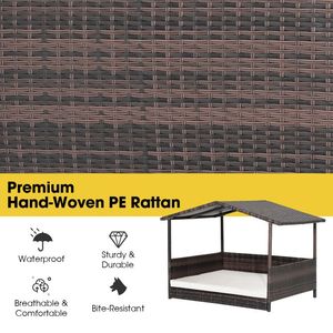 Cuccia per Cani da Esterno Resistente alle Intemperie, Arredamento per Animali Domestici in Vimini - Product Image 5