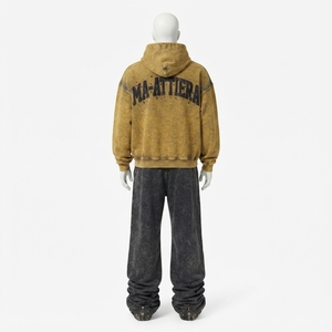 Conjunto Deportivo Personalizado para Hombre, Sudadera con Capucha y Pantalones Jogger en Dos Tonos Marrón y Negro, Felpa de Algodón, Ropa Deportiva Urbana, Venta al Por Mayor OEM - Product Image 4