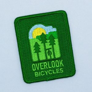 Overlook Bicycles Eco-Friendly Canvas Embroidered Rectangle Green <b>Sew</b>-<b>On</b> <b>Patch</b> - Product Image 1