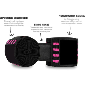 Flexible <b>Knee</b> Wraps With Strong <b>Compression</b> For Gym Squats Weightlifting <b>Knee</b> Joint <b>Support</b> And Protection - Product Image 2