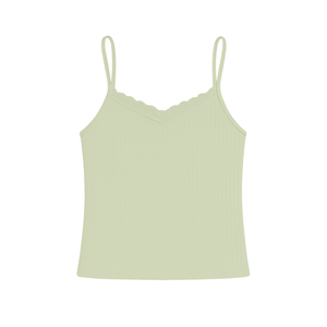 Débardeur en Coton Côtelé Doux pour Femme, Bretelles Fines, Volants, Respirant, Extensible, Couleur Personnalisable – Vente en Gros - Product Image 1