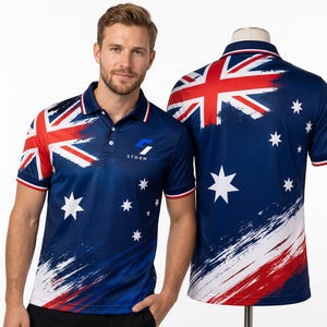 Camiseta Personalizada Unisex con Estampado de la Bandera Australiana, Manga Corta, Secado Rápido, Transpirable, Estilo Urbano, Corte Regular, Transferencia Térmica - Product Image 1