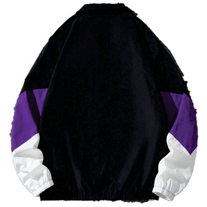 Veste coupe-vent zippée haut de gamme pour homme avec empiècements contrastés, imperméable et à capuche – Style streetwear – Vente en gros - Product Image 3