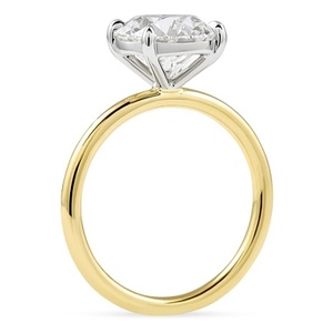 Anillo de compromiso de 3.60 ct con corte redondo, anillo solitario de oro amarillo de 14K, anillo de diamantes con halo oculto y engaste de doble punta en oro blanco - Product Image 5