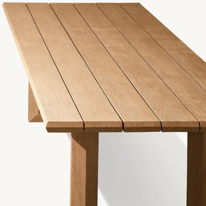 Mesa de Comedor Rectangular de Madera de Teca Sólida Más Vendida con Diseño Moderno; Duradera, Adecuada para Exteriores, Hoteles, Parques, Villas - Product Image 2