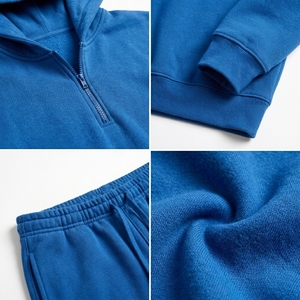 Men 2 Piece Lounge Tracksuit <b>Set</b> Quarter Zip Hoodie Fleece Jogger Pants Comfortable Soft Custom OEM Wholesale Manufacturer - Product Image 3