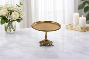 Luxury <b>Gold</b> <b>Cake</b> Stand with Silver Finished Designer <b>Top</b> Ideal for Gifting Weddings Birthdays Events And Premium Dessert Display - Product Image 3