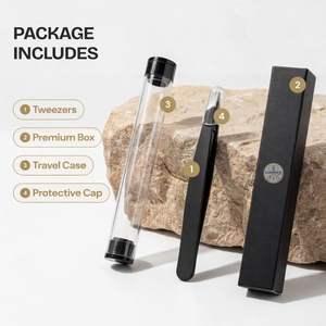 แหนบปลายเฉียงคมกริบสำหรับมืออาชีพ ด้ามจับพลาสติก สำหรับผู้หญิง กำจัดขนบนใบหน้า ผลิตจากเหล็กกล้าไร้สนิมเยอรมัน น้ำหนักเบา สีดำ - Product Image 6