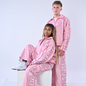 <b>Pink</b> Windbreaker Set Hooded Zipper <b>Waterproof</b> Breathable Eco-Friendly Unisex <b>Jacket</b> Pants Nylon Running Training - Product Image 1