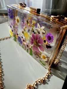 Sculpture de table en résine de fleurs naturelles écologique, décoration d'intérieur, motif floral peint à la main, couleur et taille personnalisables, mariage - Product Image 2