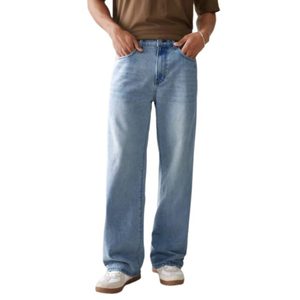 <b>Mens</b> Vintage Retro Style Ice Blue Denim <b>Jeans</b> Straight Fit High <b>Waist</b> Breathable Whishker Washed Streetwear Fashion Size 28 <b>42</b> - Product Image 6