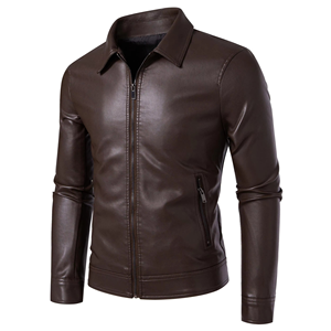 Veste moto en similicuir noir, col rabattu, fermeture éclair, manches longues, vêtement d'extérieur décontracté pour l'automne - Product Image 4