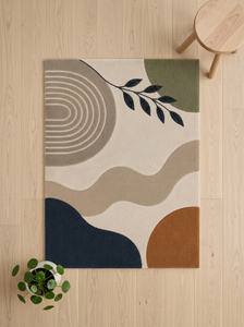 Tapis pour salon, fait main, en laine organique, tissé à la main, tapis de style botanique, tapis moderne sur mesure, tapis design pour la maison - Product Image 4
