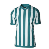 Erkek Kırmızı Beyaz Çizgili Kısa Kollu V Yaka Nem Emici Polyester Futbol Forması Normal Kalıp Her Mevsim