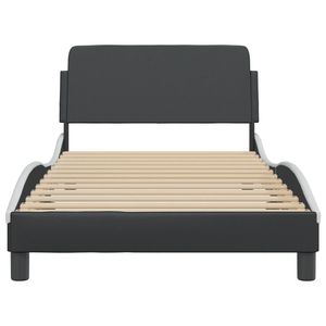 โครงเตียงหุ้มผ้าสีดำและสีขาว - Product Image 4