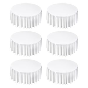 Tovaglie Bianche Diametro 132 Pollici, Confezione da 6, Resistenti alle Macchie e alle Pieghe, Impermeabili, in Poliestere Satinato, Lavabili in Lavatrice - Product Image 1