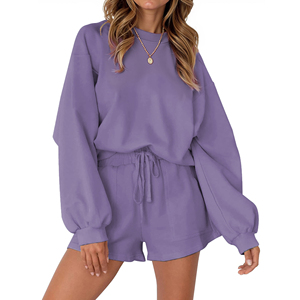 High Quality Solid Women <b>Sets</b> Summer <b>Knitting</b> Casual O-neck Hoodie And Short <b>Sets</b> Breathable Joggers 2-Piece <b>Sets</b> For Women 2026 - Product Image 4