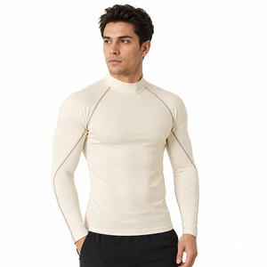 T-shirt de yoga pour homme à col montant, vêtement de sport à manches longues, t-shirt d'exercice de yoga pour homme, t-shirt de base à manches longues ajusté pour homme - Product Image 1