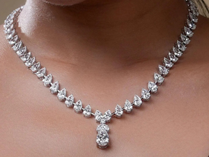 Collar de moissanita en forma de pera con diamantes, plata de ley 925, regalo para aniversario y boda - Product Image 4