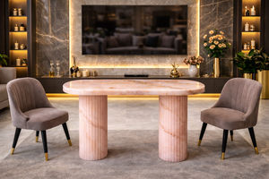 Luxury Pink Onyx <b>Console</b> <b>Table</b> Pedestal Natural Stone Center <b>Table</b> Handmade Designer Living Room Furniture & Home Decor - Product Image 4