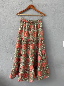 Embrace effortless elegance handcrafted floral tiered long <b>skirt</b> Indian aesthetics and everyday comfort - Product Image 3