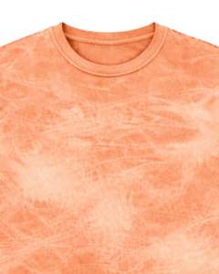 Customized Peach Ice Dye T Shirt Men Round Neck Short Sleeve Cotton Casual Streetwear Vintage Wash Custom OEM Wholesale Tee - Product Image 3