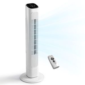 Ventilateur sur pied standard américain de 36 pouces, 110 V, 45 W, corps en plastique blanc, moteur en cuivre, commande tactile et télécommande - Product Image 2