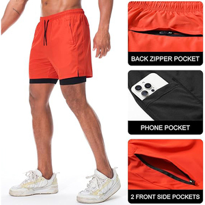 <b>Men's</b> <b>Red</b> Quick Dry Sport <b>Shorts</b> With Elastic Waist And Side Pockets For Gym Workout casual <b>shorts</b> Side pockets athletic wear - Product Image 3