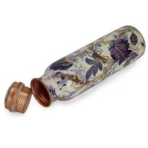 Botella de agua de cobre con estampado floral para escritorio de oficina, con tapa, portátil, para viaje. - Product Image 2