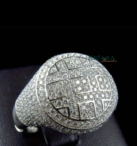 Bague signet pour homme en or blanc avec diamants de laboratoire taille brillant rond couleur D, pour usage quotidien - Product Image 3