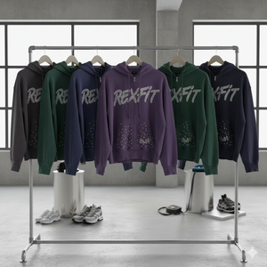 Sweat à capuche zippé surdimensionné en coton pour homme, avec strass, personnalisé, délavé à l'acide, imprimé sérigraphié, style streetwear - Product Image 6