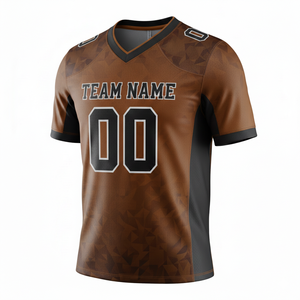 Maillot de football américain personnalisable par sublimation pour adultes, manches courtes, respirant, option grande taille, 100 % polyester, col en V - Product Image 1