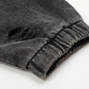 Sweat à capuche d'hiver personnalisé de haute qualité 100 % coton, délavé à l'acide, épais, effet vieilli, respirant, pour homme, prix abordable - Product Image 5