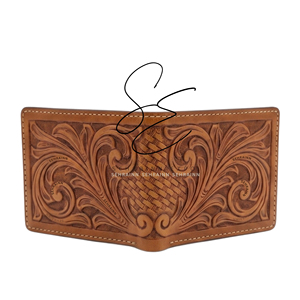 Carteras Cortas de Cuero Genuino Hechas a Mano, Cartera Bifold de Cuero Repujado Vintage para Hombre, Regalos Rústicos Estilo Vaquero - Product Image 4