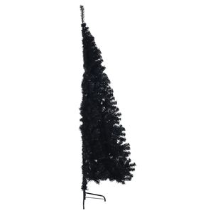 Semi-sapin de Noël artificiel en PVC noir de 1,80 m avec support – Décoration festive pour les fêtes - Product Image 4