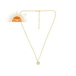 Venta caliente plata esterlina 18K chapado en oro Natural Arco Iris Luna piedra preciosa colgante collar Demi joyería fina para mujeres - Product Image 4