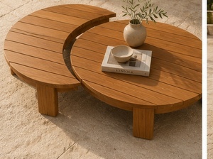 Ensemble de canapé 4 places de style méditerranéen en plein air avec structure en teck et coussins crème pour espace de vie en plein air - Product Image 5