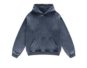 Sudadera con capucha unisex personalizada de algodón orgánico, estilo vintage, oversize, con efecto desgastado, lavado ácido, corte regular, con cremallera, anti-bolitas - Product Image 1