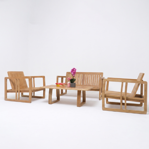Modern Outdoor <b>Teak</b> <b>Dining</b> <b>Chair</b> with Slat Design and Saber Legs Eco-Friendly & Durable Kitchen Use From Villa Jati Furniture - Product Image 1