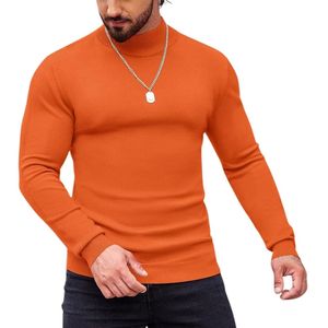 Sudadera Naranja Personalizada para Hombre, Cuello Alto, Corte Ajustado, Manga Larga, Estilo Casual - Product Image 1