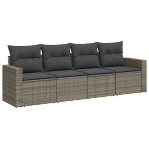 Dark <b>Grey</b> Rattan Garden Sofa Set 4 Seater Outdoor Furniture Contemporary Design Wicker <b>Frame</b> - Product Image 4