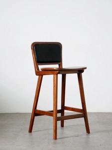 Solid Teak Wood Bar Chair with Backrest – Modern Wooden Bar <b>Stool</b> for Restaurant Cafe and Hotel Counter - Product Image 5