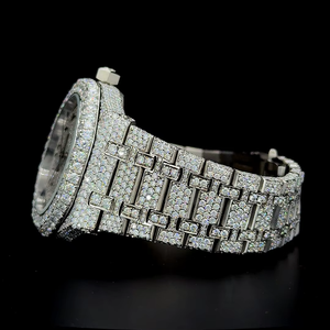 Montre automatique de luxe en or blanc avec cadran arabe, entièrement sertie de diamants moissanite VVS1, qualité supérieure - Product Image 4