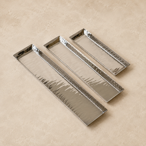Plateau de service rectangulaire martelé en acier inoxydable, ensemble de présentoirs haut de gamme, organisateur de repas moderne et durable – Vente chaude - Product Image 1