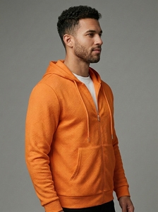 Sudadera con Capucha Completa para Hombre OEM ODM, Sudadera Texturizada Premium con Capucha Ajustable y Diseño de Bolsillo Frontal - Product Image 3