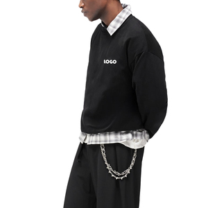 New men Premium Dual Layer <b>Crewneck</b> Sweatshirt Heavyweight Cotton Relaxed Cropped Fit Custom Logo OEM Private Label Manufacturer - Product Image 6
