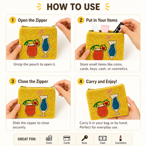 กระเป๋าใส่เหรียญทรงสี่เหลี่ยมประดับลูกปัดทำมือสุดหรู กระเป๋าค็อกเทลปักลายพร้อมซิป กระเป๋าใส่เหรียญขนาดเล็กสำหรับจัดเก็บของใช้ประจำวัน - Product Image 3